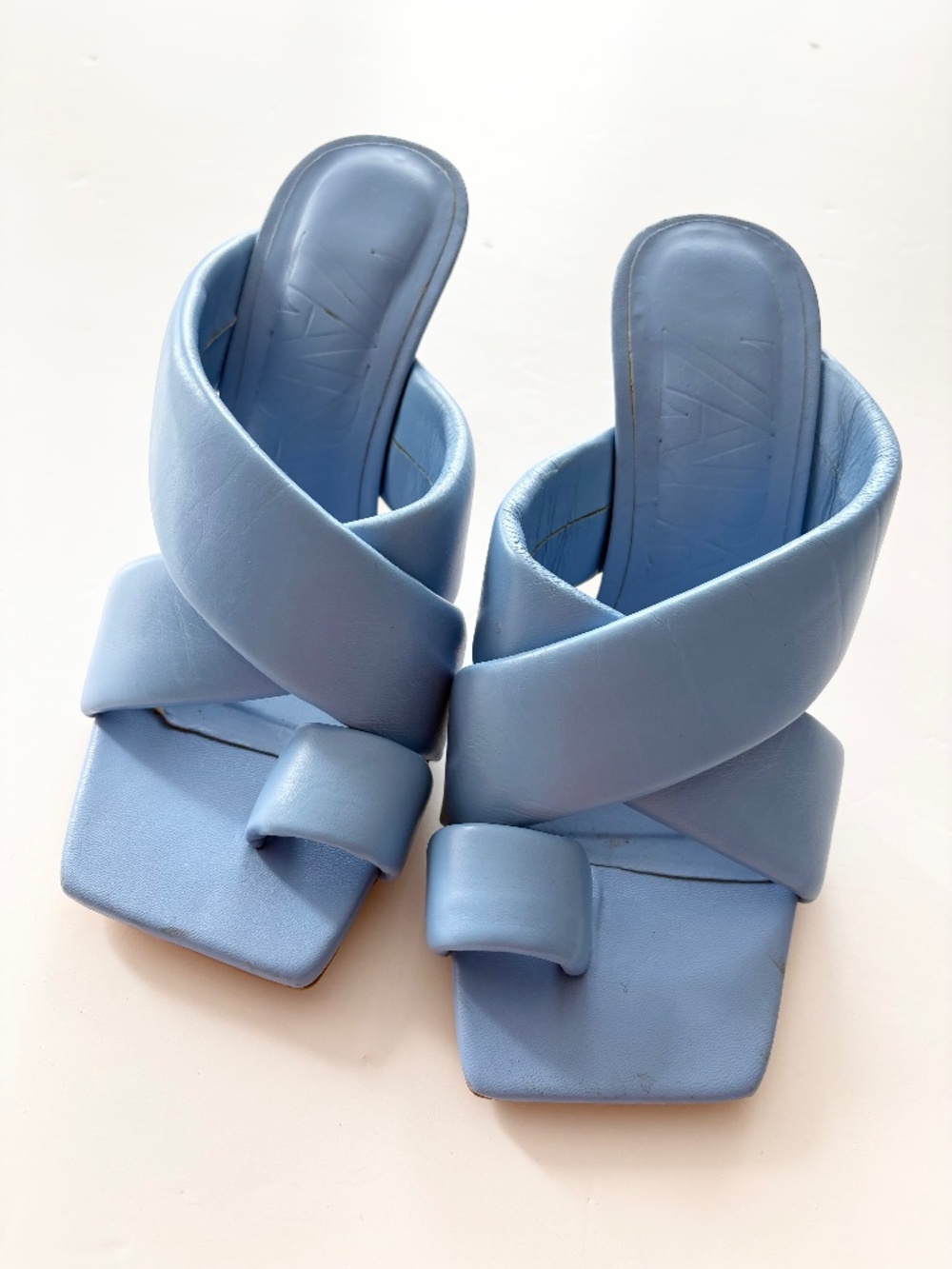 Zara padded leather heeled mules